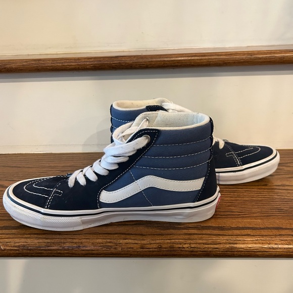Vans Blue and White High-Top Sneakers - Picture 6 of 12
